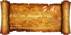 Földi Annamária névjegykártya